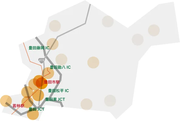 2022年の岡崎市内の場所別坪単価をマッピングしたズ